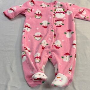 Carter's - NWOT - Pink Snowman Kids Fleece One Piece Sleeper/Onesie